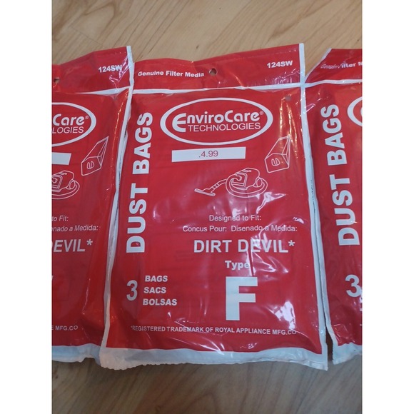 Dirt Devil F Vacuum Bags 3 3pks (9 total) Brand New Generic by EnviroCare 124SW - Picture 2 of 2